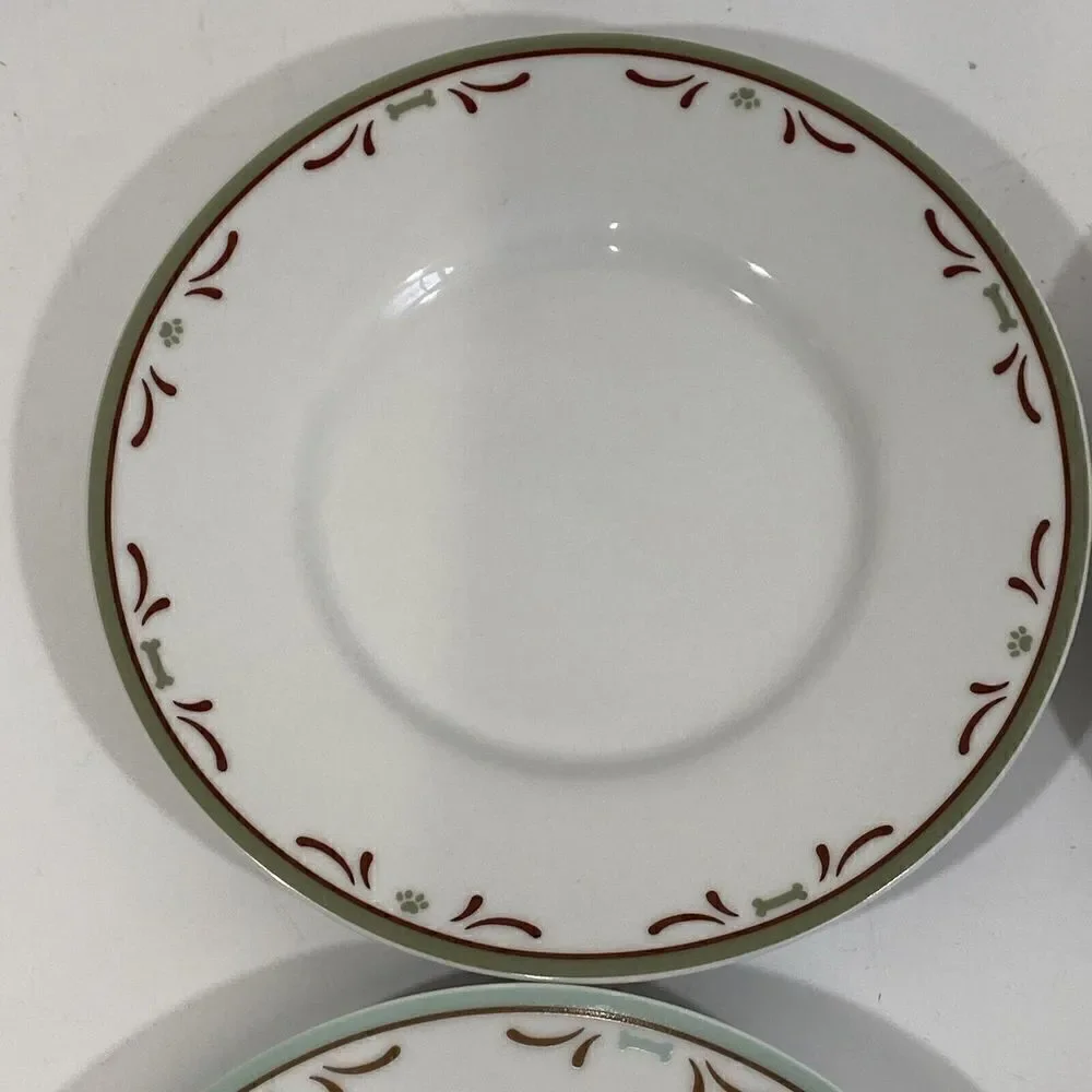 Danbury Mint Dog Bone Dinnerware Small Side Bread 6” Plate Set‎ Of (4)